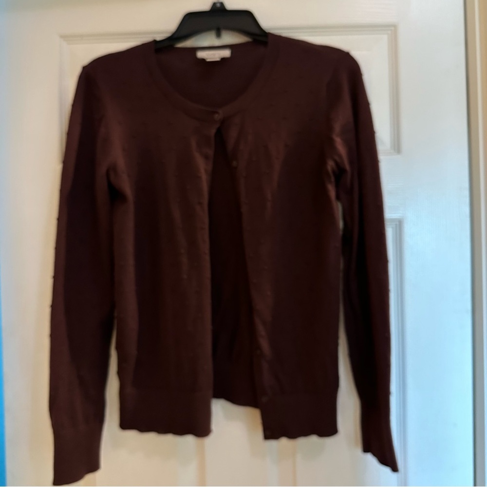 Loft Outlet Burgundy Cardigan Sweater with Matching Tank Top in Size Small